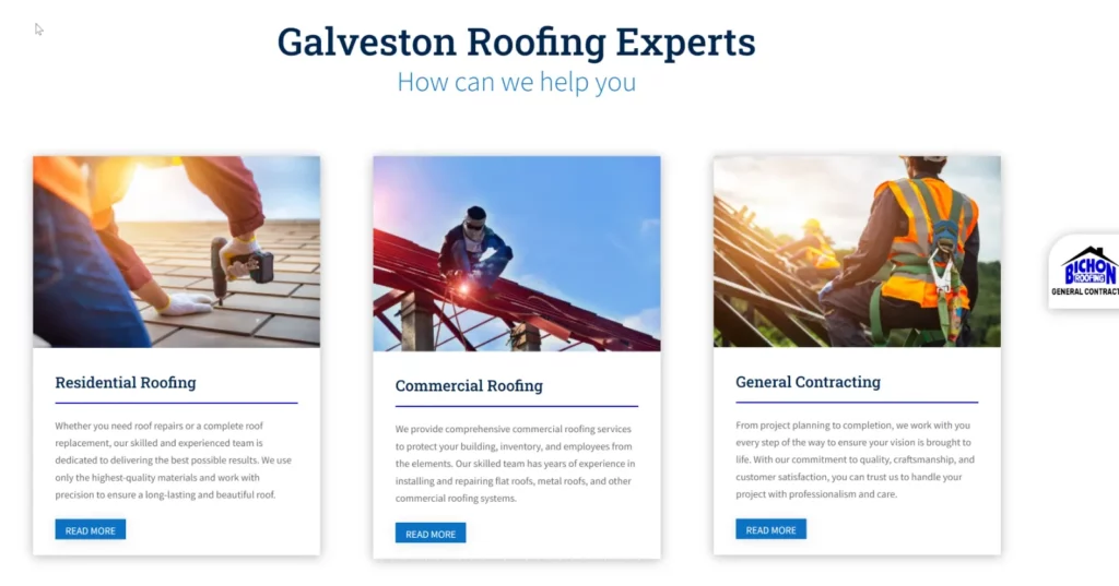 Bichon Roofing Web Design Section 1